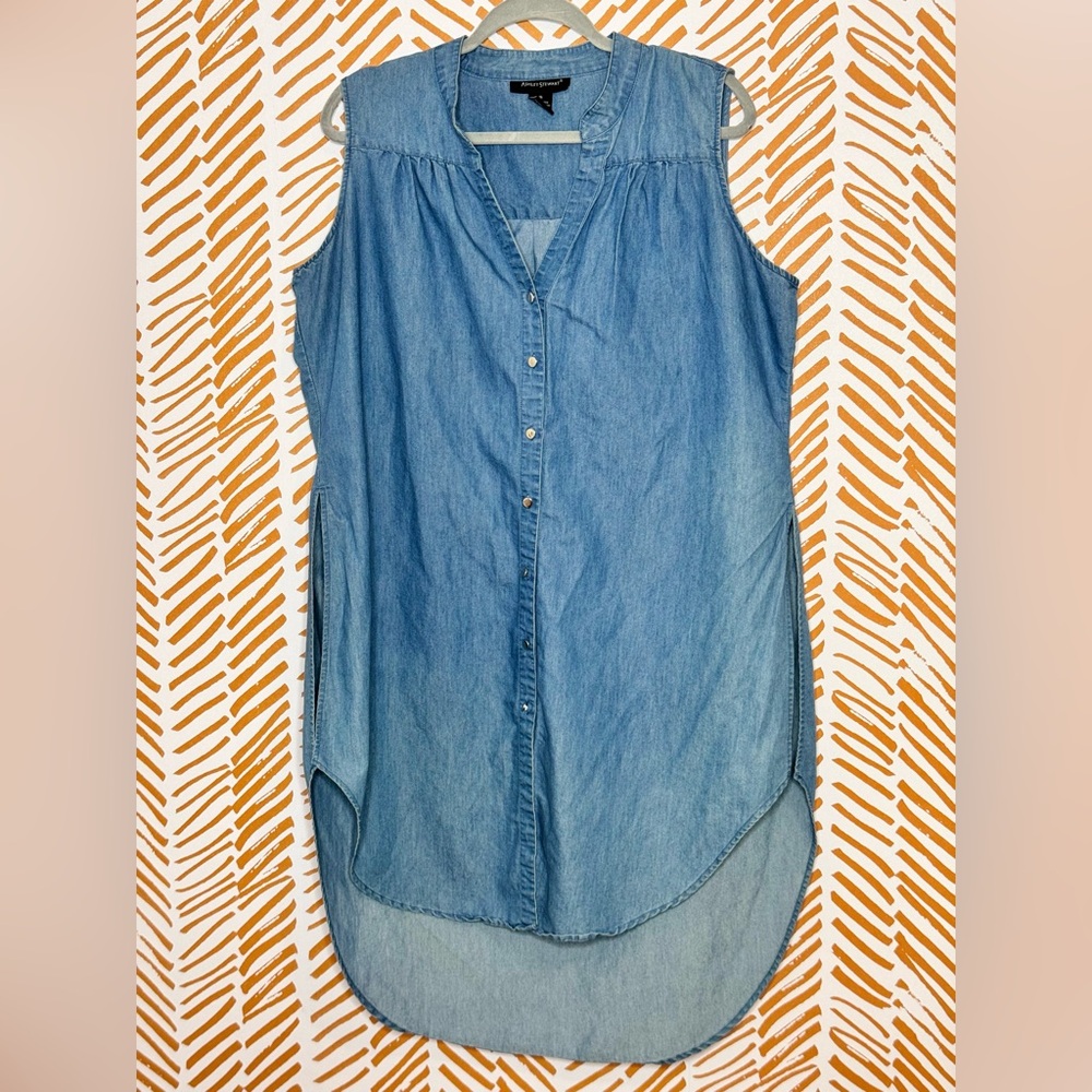 Ashley Stewart Blue Sleeveless Asymmetrical High Low Dress